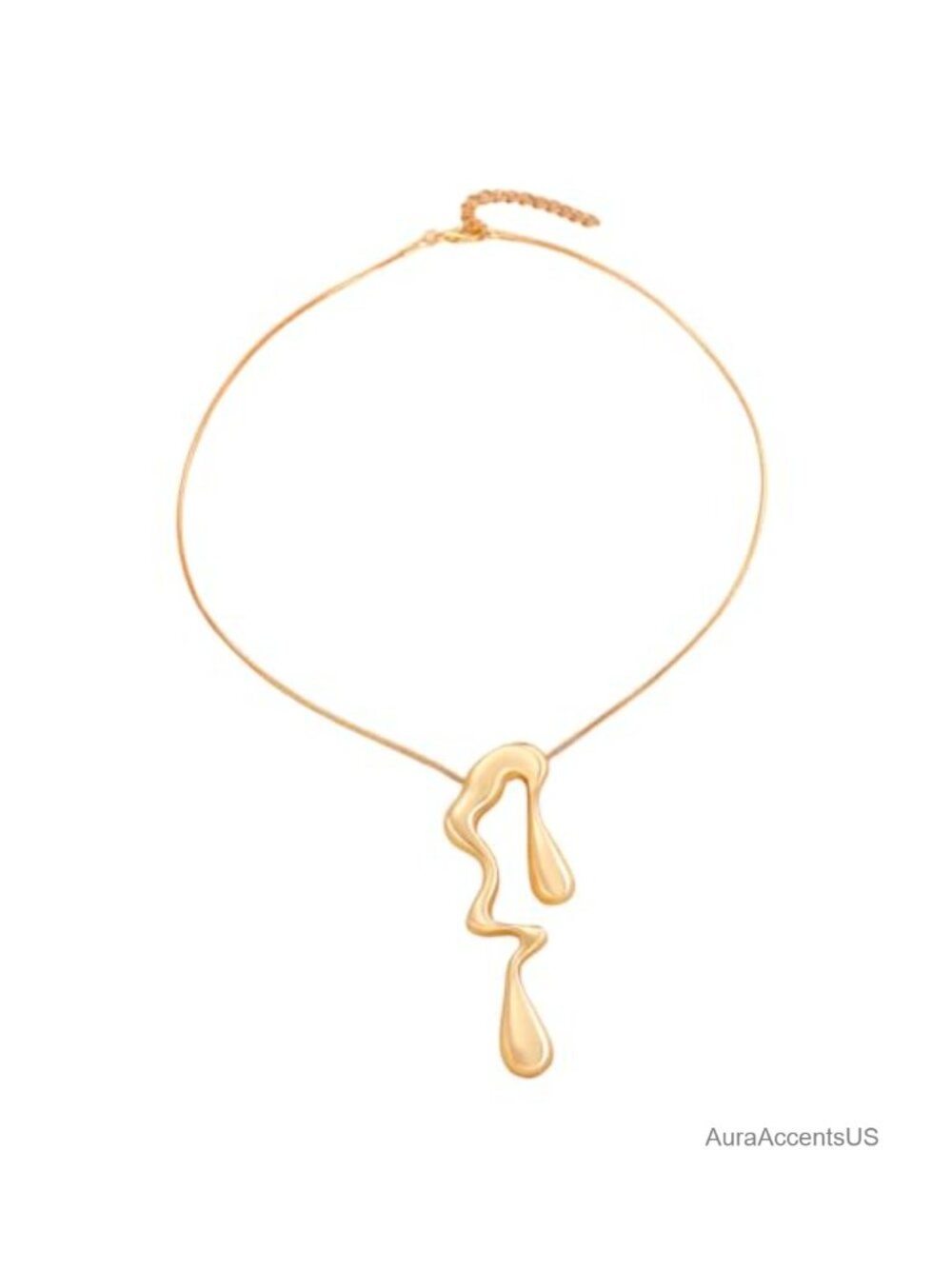 Adjustable Silver Molten Drip Pendant Necklace for Women